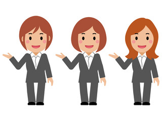 こちら、と笑顔のグレースーツの若い女性