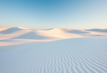 Vast expanse of pristine white sand dunes under a clear sky,  summer,  scenic