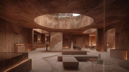 Serene Interior: Earthy Tones with Natural Light and Minimalist Design