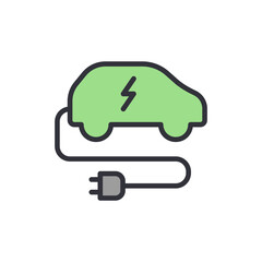 Car charging colored icons, minimalist vector illustration ,simple transparent graphic element .Isolated on white background