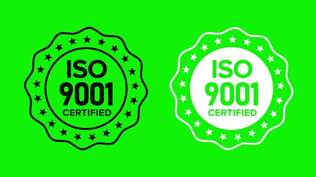 ISO 9001 Quality Management Certification Badge Animation on Green Screen | Business Standard and Compliance Logo Loop for Corporate Use