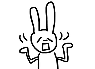 困ったポーズ、首を振るうさぎさんのゆるキャライラスト
