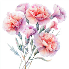 carnation flowers isolated on white