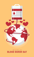 World Blood Donor Day Poster. Blood donation saves the world