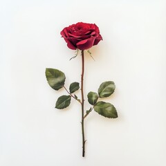 Single red rose on white background