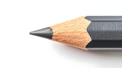 A pencil with a black tip is shown on a white background