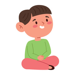 Preschool Child Boy Sitting Smile Classroom Character Learning Happy