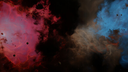 Fototapeta premium view of outer space with glowing nebula clouds