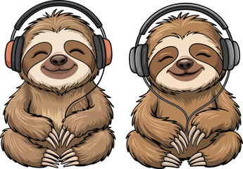 adorable sloth clipart vector illustration