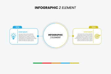 Modern two-element infographic with circular center and clean layout. Ideal for comparing data, processes, or concepts. Fully editable vector, perfect for business, marketing, and educational use