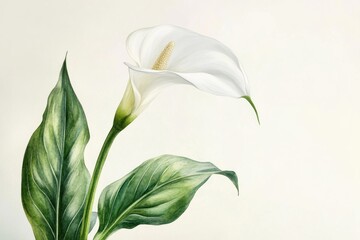 Fototapeta premium A watercolor depiction of a beautiful white calla lily