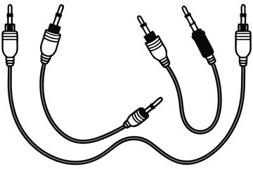 Audio Cables Connection Guide Line Art