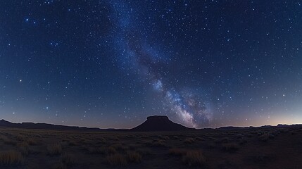 Majestic Milky Way Over Desert Mesa Under Starry Night Sky