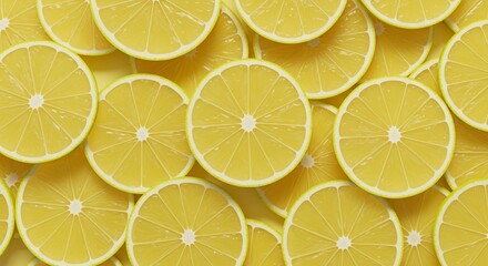 Fototapeta premium Vibrant Yellow Lime Slices Overhead Macro Shot