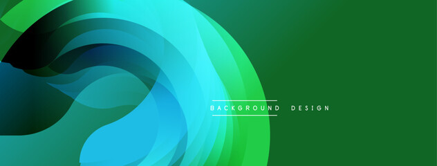 Abstract flowing layers, vibrant blues transitioning into greens. Modern design element, smooth gradients create dynamic visual effect.