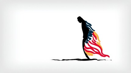Fototapeta premium Abstract Patriotism Silhouette Figure with American Flag Design