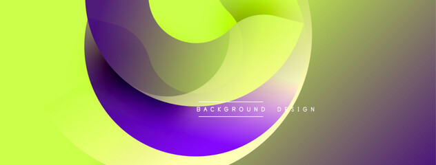 Abstract vibrant layers create flowing shapes. Gradient colors blend, forming modern design element. Smooth curves suggest movement, energy.
