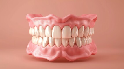 Obraz premium Illustrate a dental education poster featuring a 3D model of teeth with room for diagrams or diagrams illustrating dental anatomy or procedures.