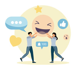 Like or happy opinion concept, people carry social feedback elements.