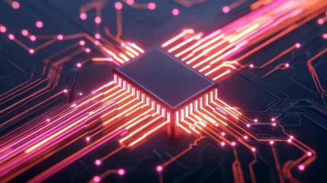 Digital Nexus: This close-up shot captures the core of a digital circuit board, where the pulsating heart of technology comes alive, highlighting its futuristic appeal and intricate design.
