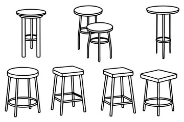 Bar stool elegant style Line art