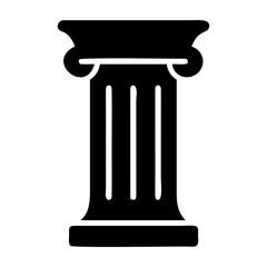 Ancient pillar or Column icon Greek architecture Flat silhouette column isolated on transparent background.
