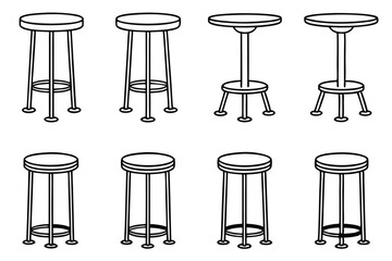 Bar stool vintage design Line art
