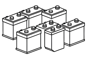 Batteries Lead Acid Deep Cycle Line Art