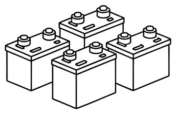 Fototapeta premium Batteries Lead Acid Energy Solution Line Art