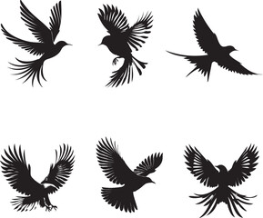 birds silhouette vector sticker pack