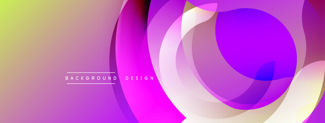 Abstract colorful background. Overlapping circles create dynamic visual effect. Gradient transitions offer smooth aesthetic appeal.