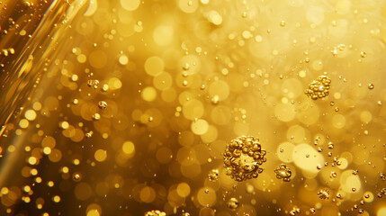 Golden bubbles rise in a champagne glass, celebrating life's sparkling moments.