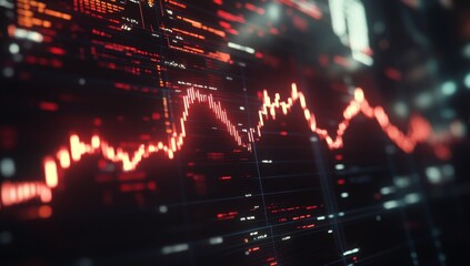 Declining stock market data displayed on a digital interface