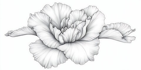 Fototapeta premium Detailed grayscale peony illustration