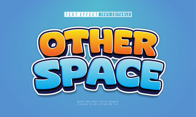 Other Space 3D cartoon comic style editable text effect for creative designs.