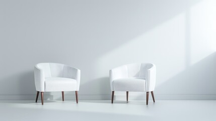 Capture the essence of minimalist elegance with a photo of minimalist accent chairs or armchairs against a simple background, highlighting their clean lines and timeless design.