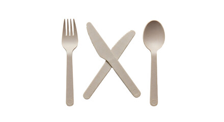 A minimalistic arrangement of a fork, knife, and spoon on a clean background, ideal for culinary presentations