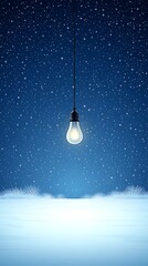 A Luminous Idea Against the Backdrop of a Snowy Winter Night Landscape