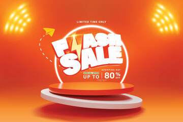 Flash sale banner. Vector illustration banner are available for use on online shopping websites or in social media advertising.