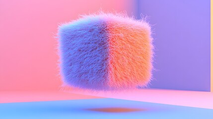 Abstract Fluffy Cube Pastel Colors 3D Render