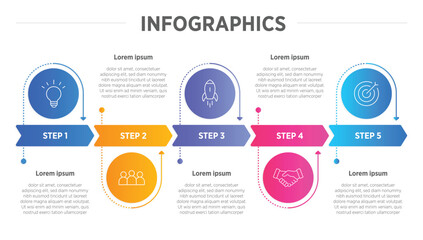 Design infographic 5 options, Business concept infographic template can be used for workflow layout, diagram, number options, timeline or milestones project.