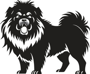 Obraz premium Black Silhouette of Chow Chow Standing Calmly