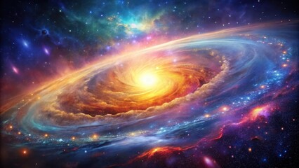 Obraz premium A breathtaking cosmic swirl of vibrant nebulae and celestial dust, a dazzling display of stellar energy and galactic wonder, illuminating the infinite expanse of space