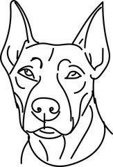Detailed Line Art Illustration of a Dog's Head