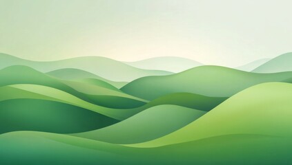 Obraz premium Gentle rolling hills, soft greens, serene landscape