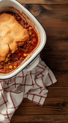 Ground beef casserole with pastry topping