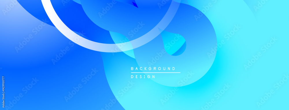 Poster Abstract blue background. Flowing shapes create dynamic visual effect. Soft gradients offer smooth transition, modern design.