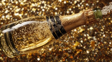 Golden bubbles rise in a champagne glass, celebrating life's sparkling moments.