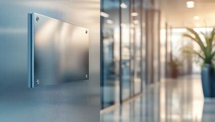 Modern office nameplate on a wall