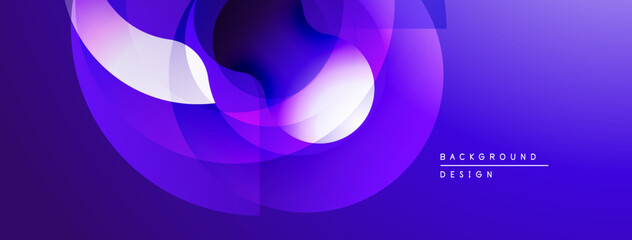 Abstract fluid shapes overlap, creating dynamic purple gradient. Modern design element for backgrounds, presentations. Minimalist aesthetic.